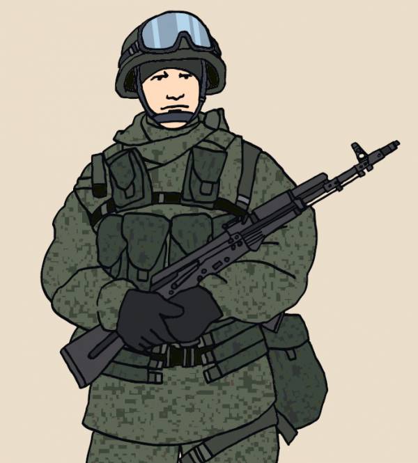 Детский рисунок современного солдата 