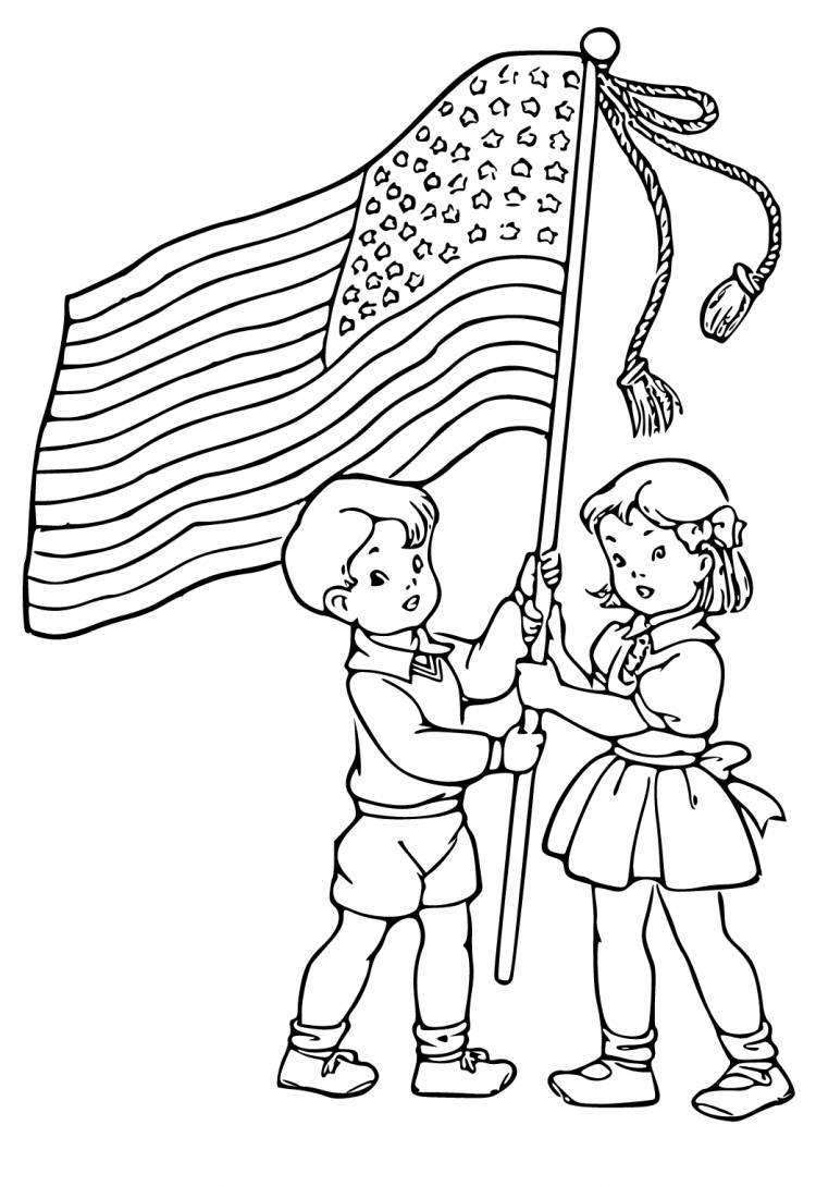 Раскраска День Ветеранов Флаг Распечатать Бесплатно для Взрослых и Детей