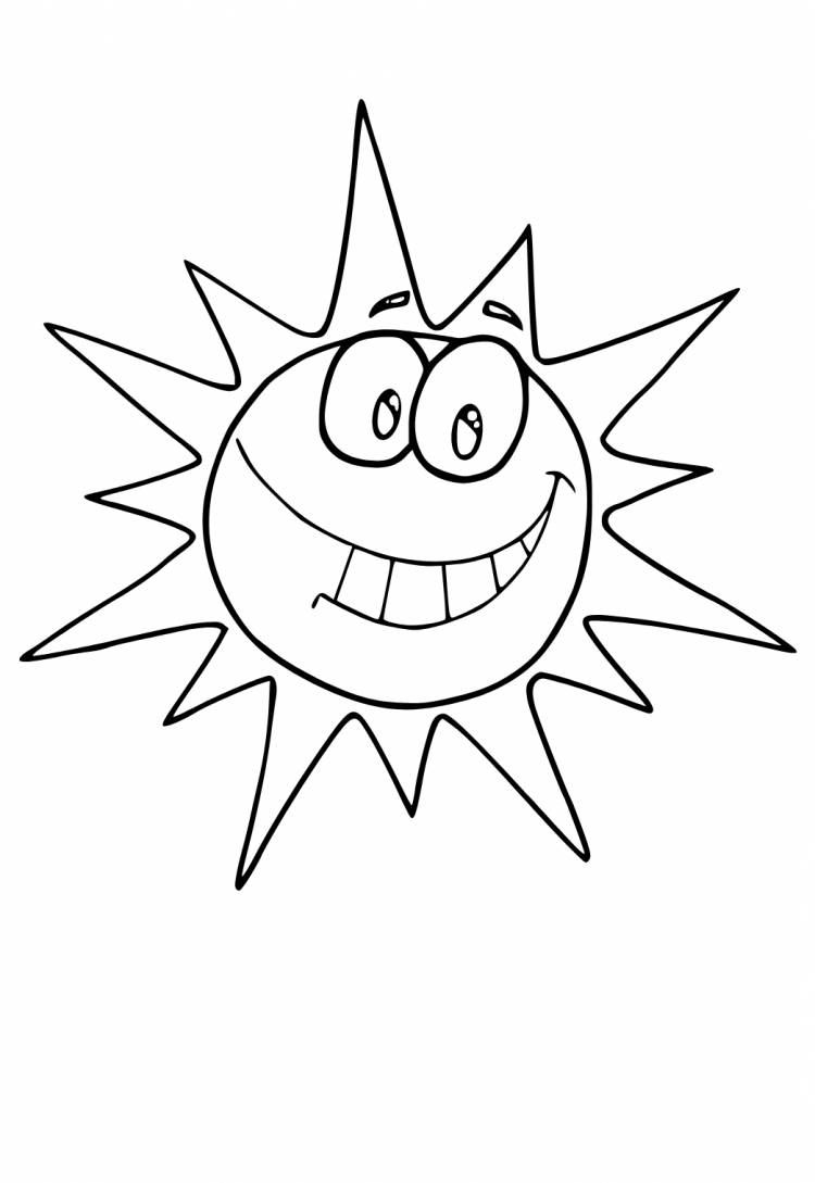 Раскраска Солнце Улыбка Распечатать Бесплатно для Взрослых и Детей