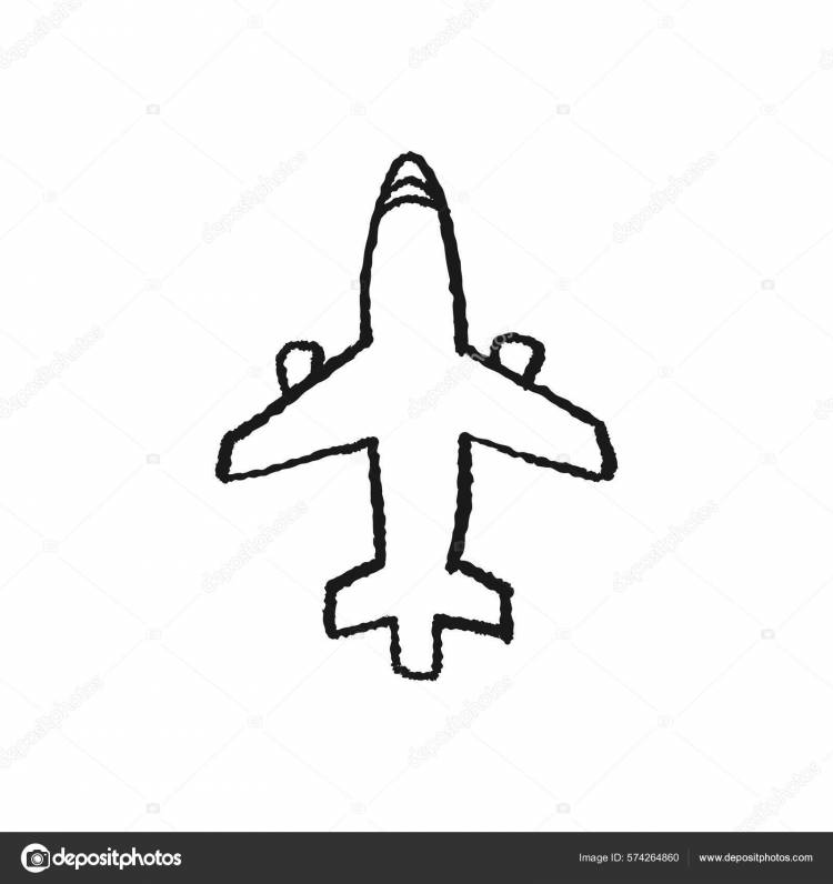Простой Эскиз Самолета Векторная Иллюстрация Векторное изображение ©tupungato