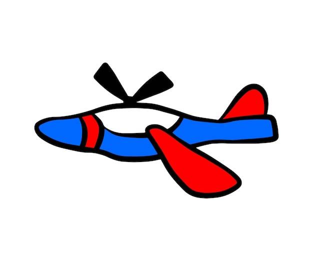 Красочная иконка самолета ручной работы самолет в стиле каракулей изолирован на белом фоне простой графический рисунок вертолета декор детской комнаты для детей