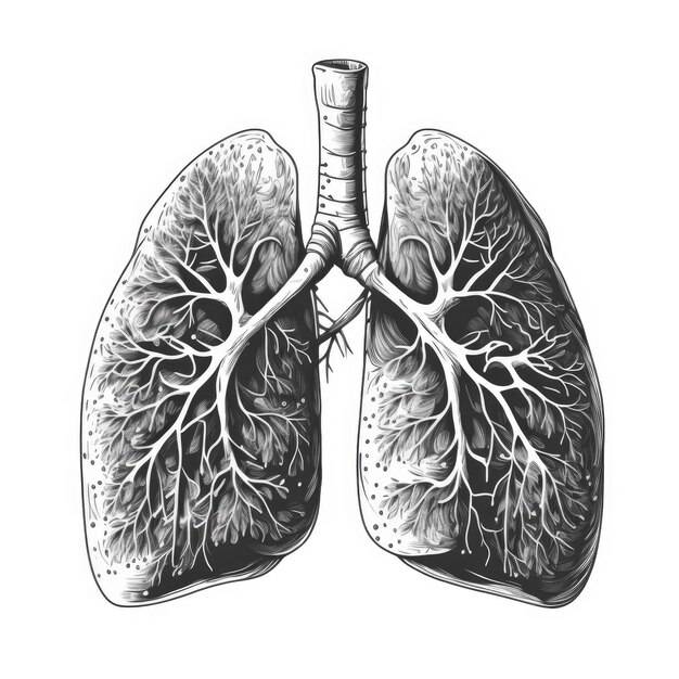 Черно-белый рисунок легких человека