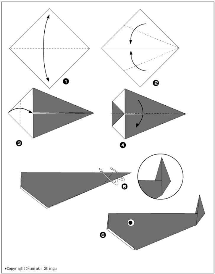Оригами кит из бумаги своими руками