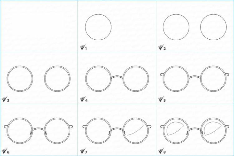 Очки Срисовки Легкие Пошаговые Рисунки Для Начинающих Карандашом Простые Идеи Красивые Картинки
