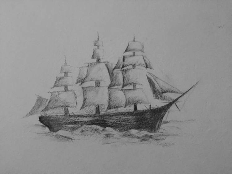 Как нарисовать корабль карандашом