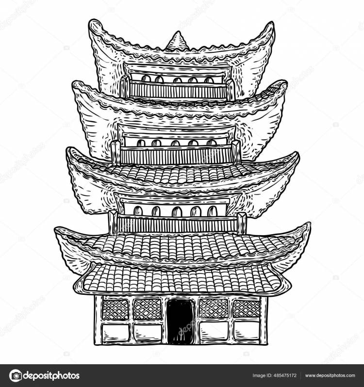 Японская Пагода Ориентир Будда Святая Гробница Возле Храма Традиционном Японском Векторное изображение ©goldenshrimp
