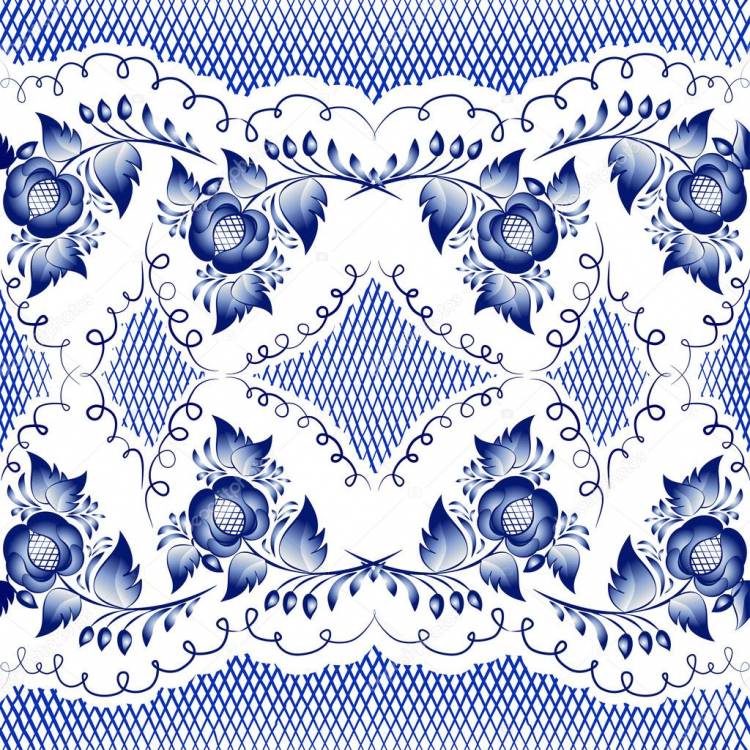 Голубой гжель Векторное изображение ©Iricat