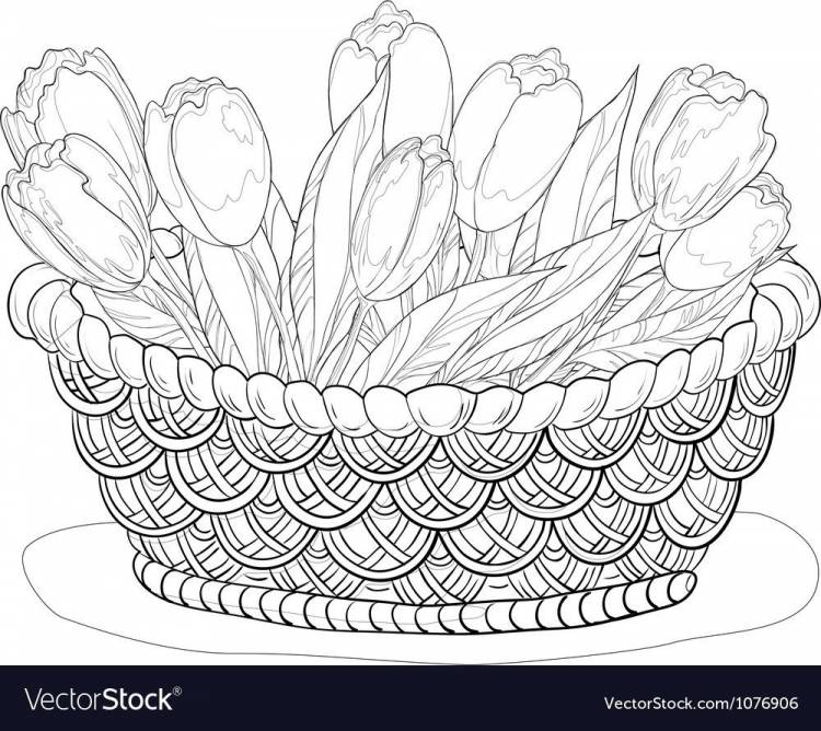 Корзинка черно белый рисунок