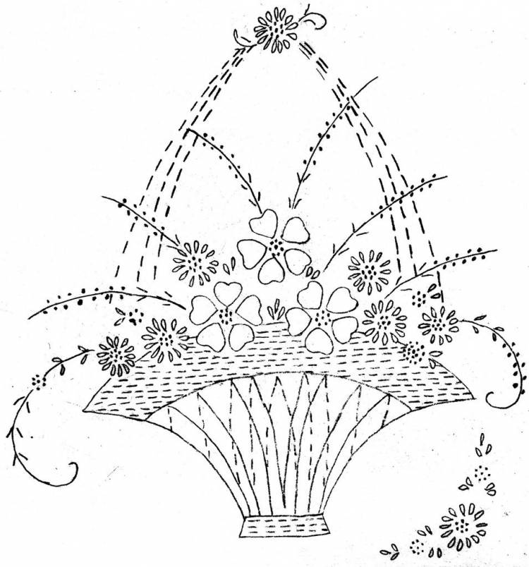 Корзина для цветов трафарет