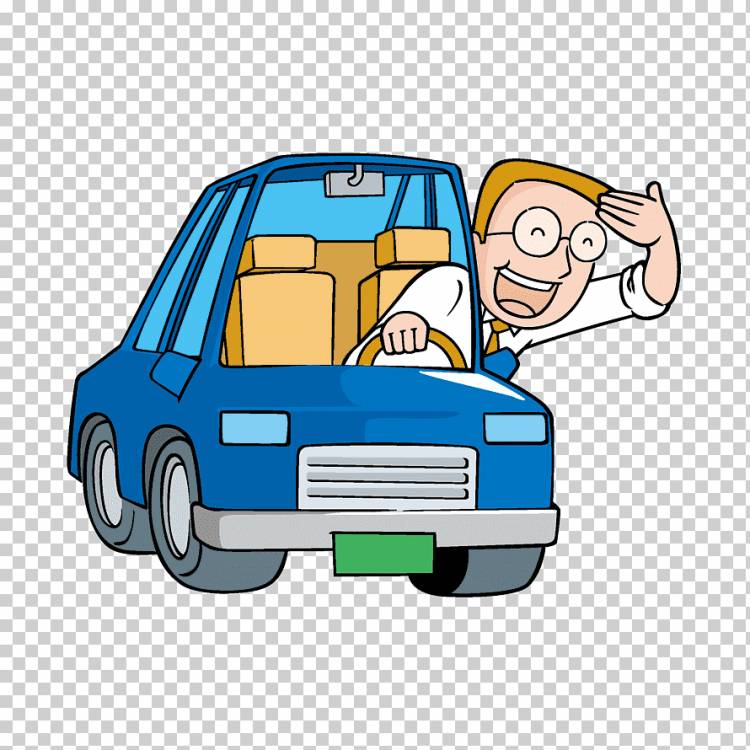 водитель мультфильма, за рулем человека, компактный автомобиль, синий, окрашенный png