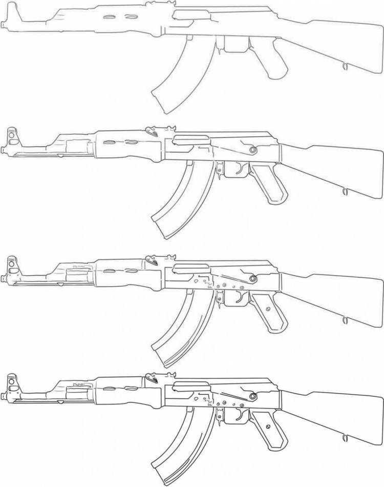 Автомат калашникова рисунок карандашом