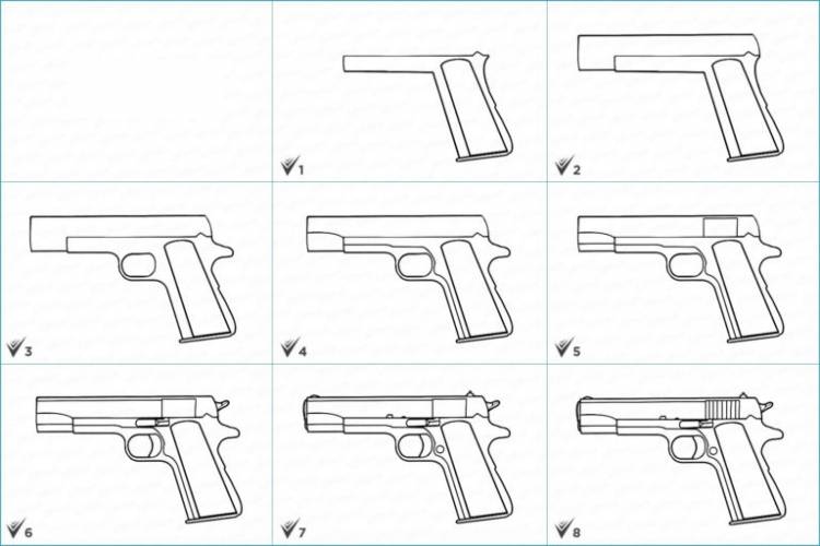 Оружие срисовки легкие пошаговые 