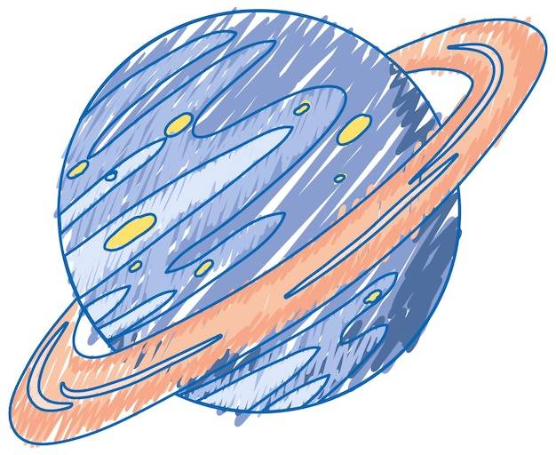 Сатурн планета карандаш цветной детский стиль каракули