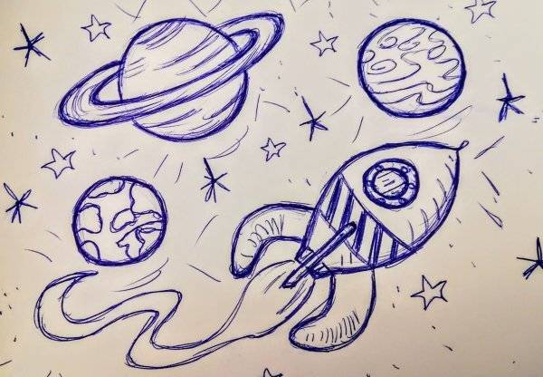 Картинки для срисовки космос планеты карандашом 