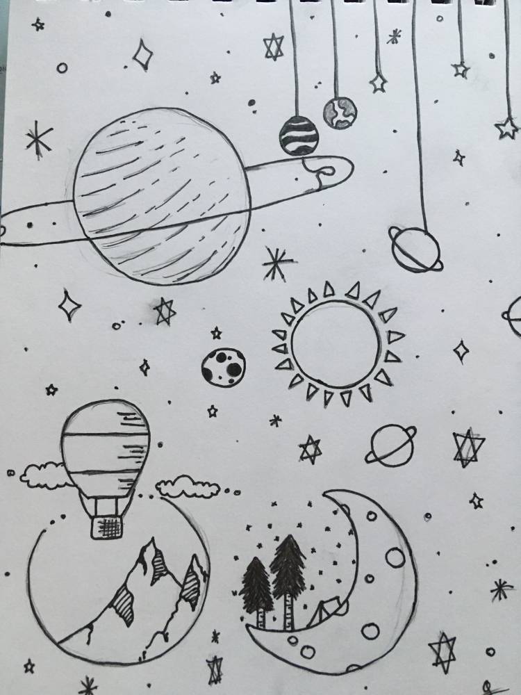 Красивые рисунки для срисовки космос