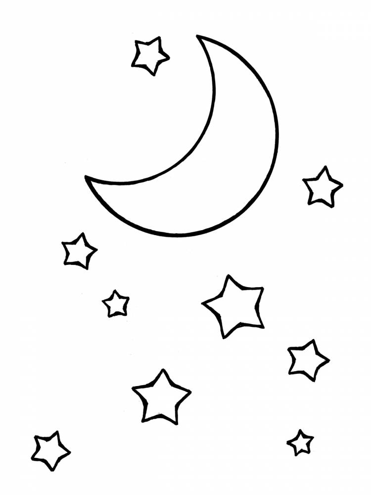Рисунки для срисовки Луна и звезды