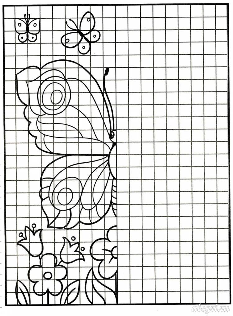 Симметричные рисунки по клеточкам сложные