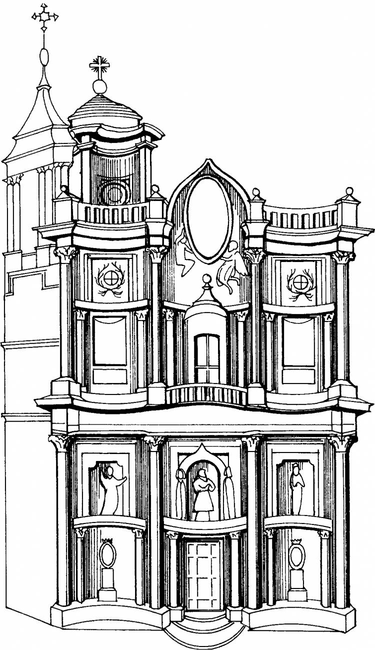 Здание в стиле Барокко карандашом