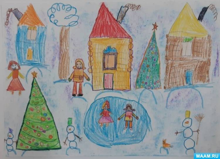 Рисунки детей старшего дошкольного возраста «Народные праздники зимы»