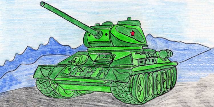 Рисунок танка цветной