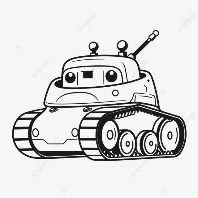 рисунок мультяшное изображение танка напечатано на белом контурном эскизе вектор PNG , рисунок автомобиля, мультфильм рисунок, рисунок крыла PNG картинки и пнг рисунок для бесплатной загрузки