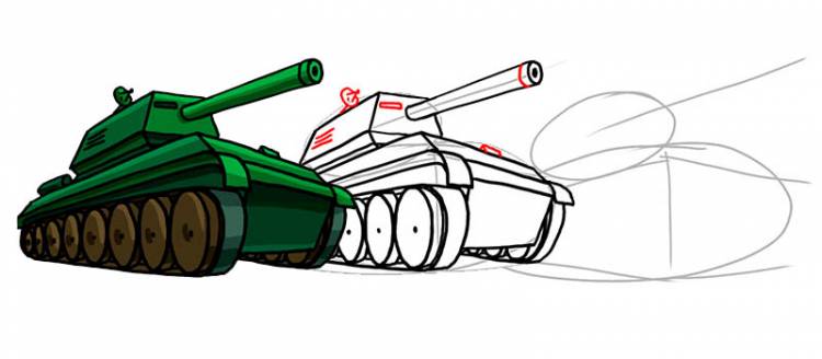 Поэтапная инструкция рисования танка