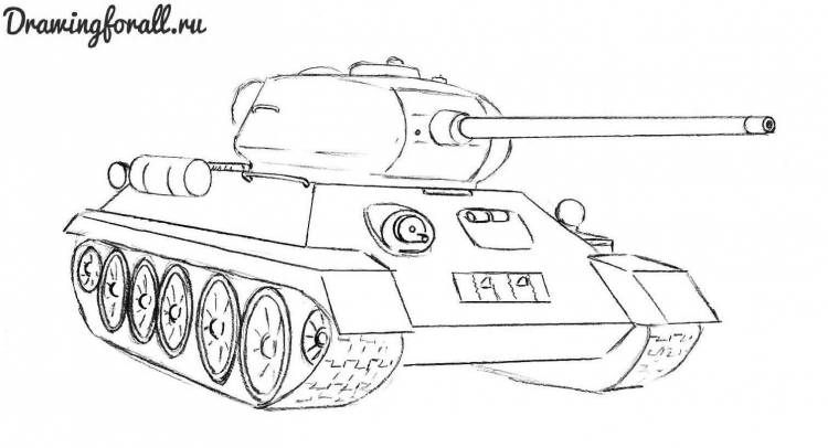 Срисовка танка для детей
