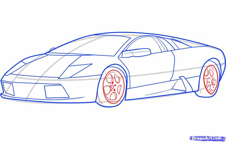 Как нарисовать ламборджини (Lamborghini Murcielago) поэтапно