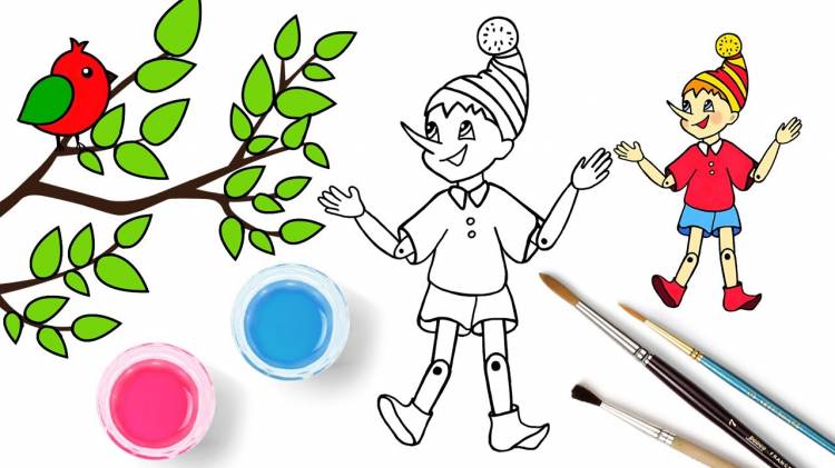 How to draw Pinocchio for children