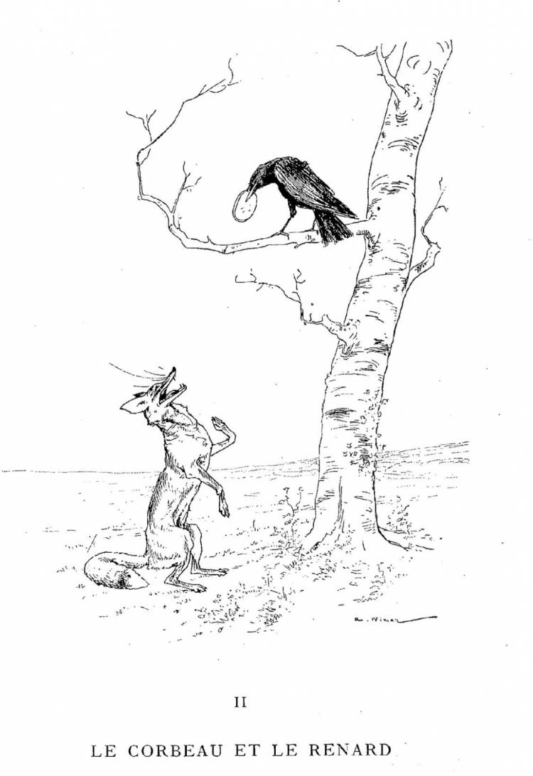 Лиса и ворона рисунок карандашом