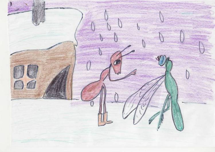 Рисунок на тему басня стрекоза и муравей 