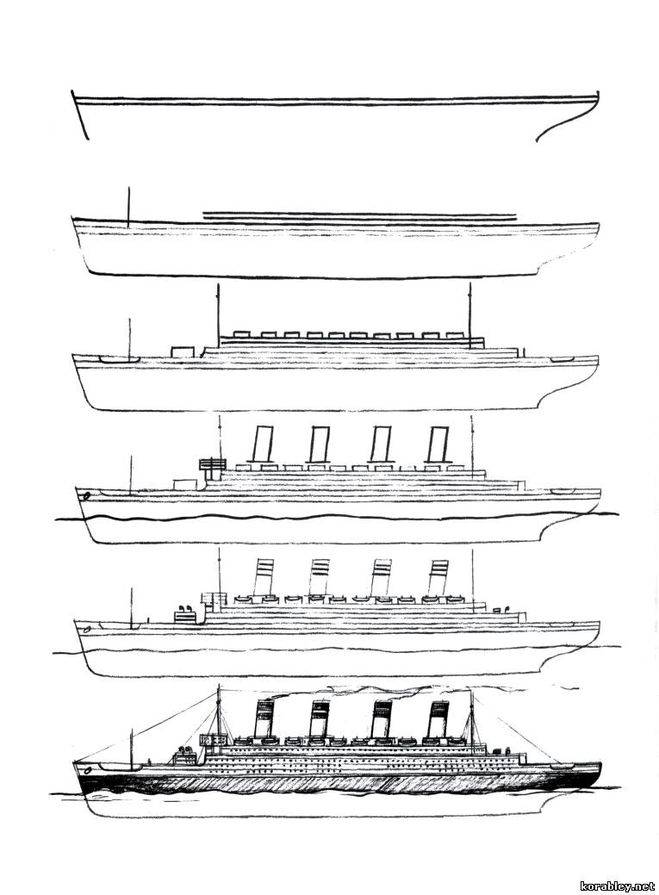 Как нарисовать Титаник карандашом поэтапно?