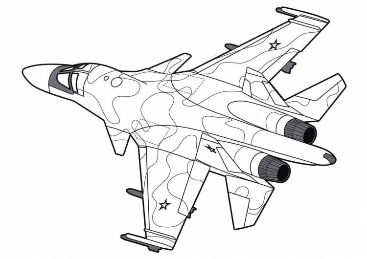 Раскраска «Военный самолёт»