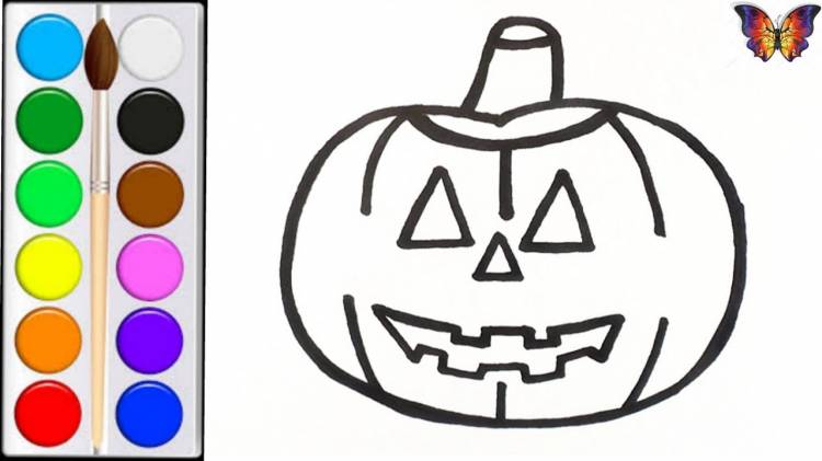 How to draw and color a pumpkin for Halloween