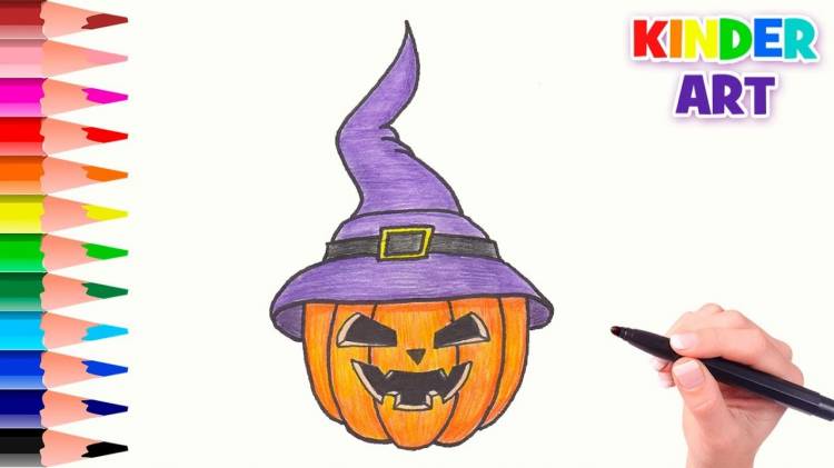 How to Draw a Pumpkin with a Hat