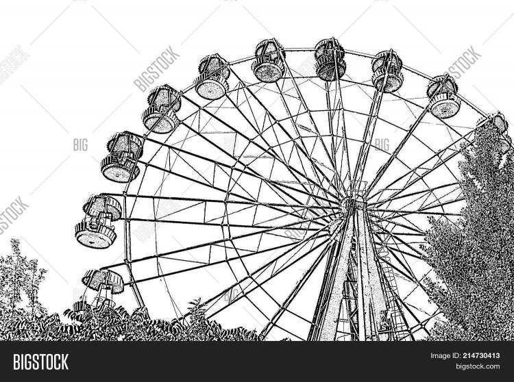Колесо обозрения рисунок карандашом
