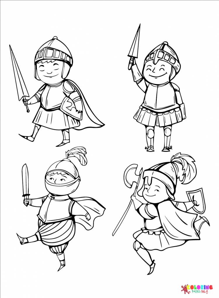 Free Vector Funny Drawings Knight Set Ancient Rome and Roman Empire Coloring Page