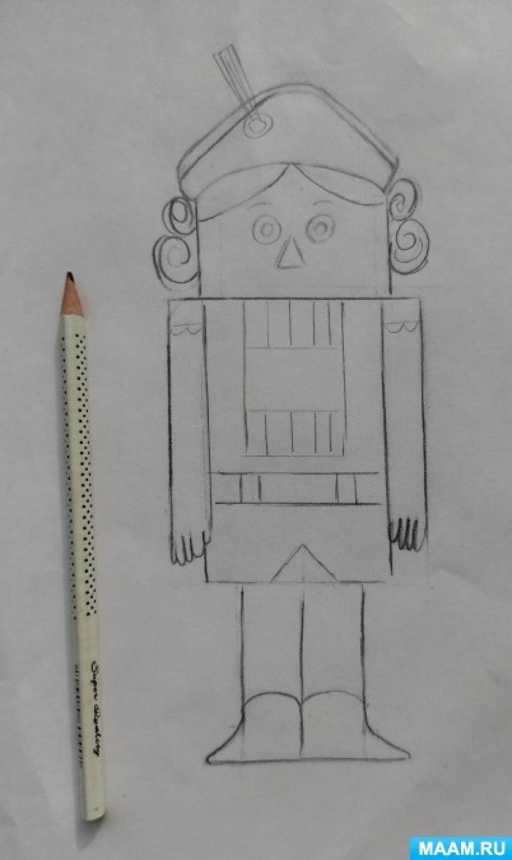 Мастер-класс для детей по рисованию простым карандашом и фломастерами « Щелкунчик» 