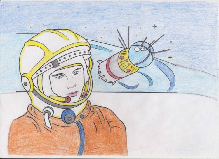 Легкие рисунки на день космонавта
