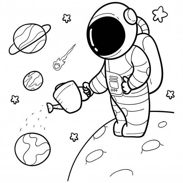Космонавт рисунок детский легкий 