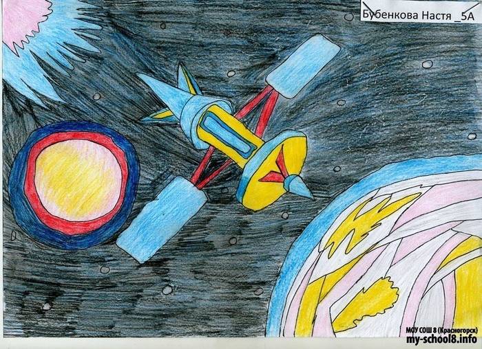 Рисунок ко дню космонавтики для учеников