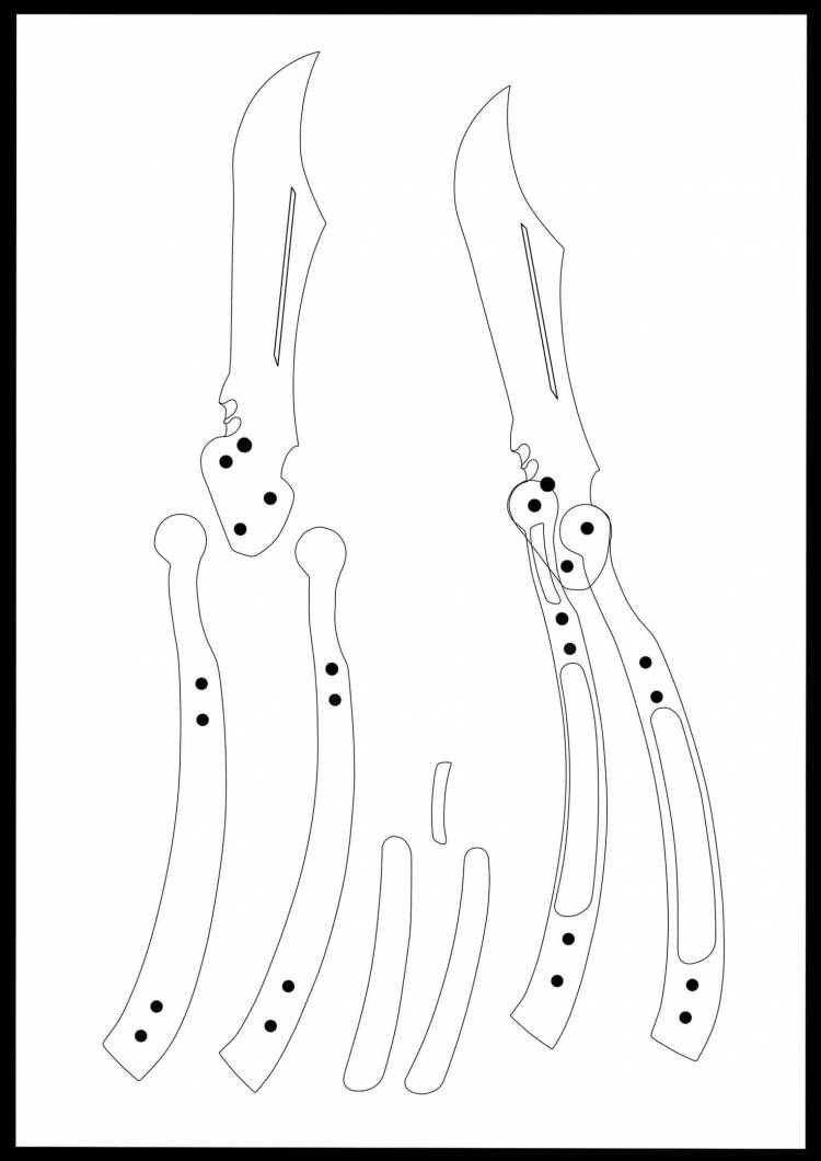 Нож бабочка трафарет