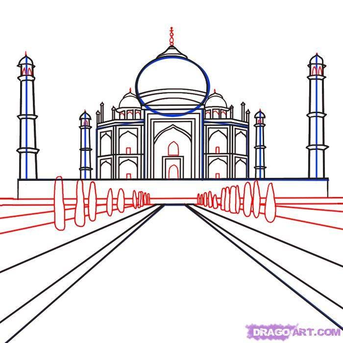 Taj mahal drawing, Taj mahal sketch, Taj mahal