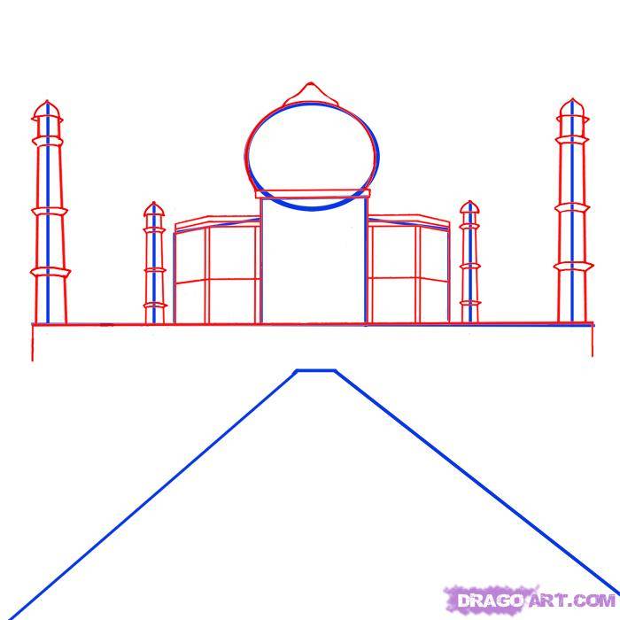 Как нарисовать Тадж-Махал на бумаге карандашом поэтапно