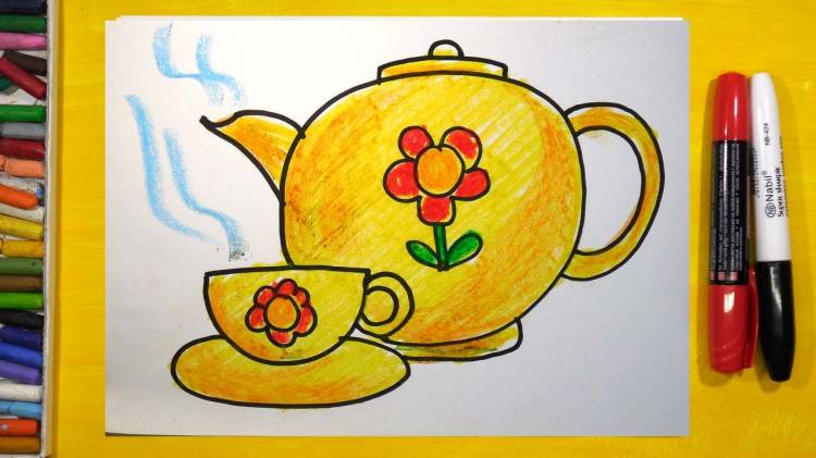 Как нарисовать Чашку и Чайник, Урок рисования для детей от