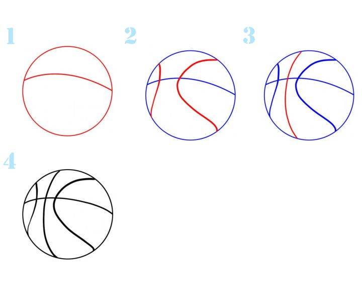 Рисуем Баскетбольный мяч поэтапно для детей