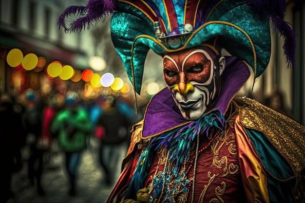 Маска марди гра костюм традиционный карнавальный дизайн фон лицо генеративный ай