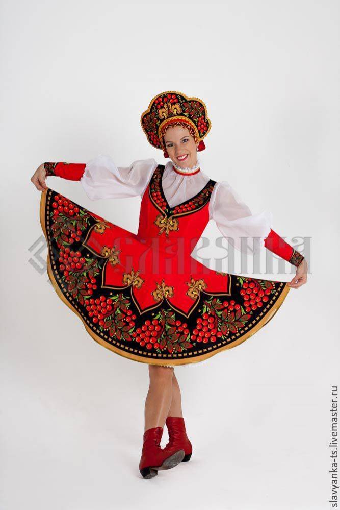 Танцевальный народный костюм Красная Рябина в интернет