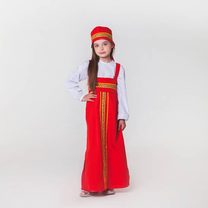 карнавальный костюм для девочки «Русский народный», сарафан, рубашка, кокошник