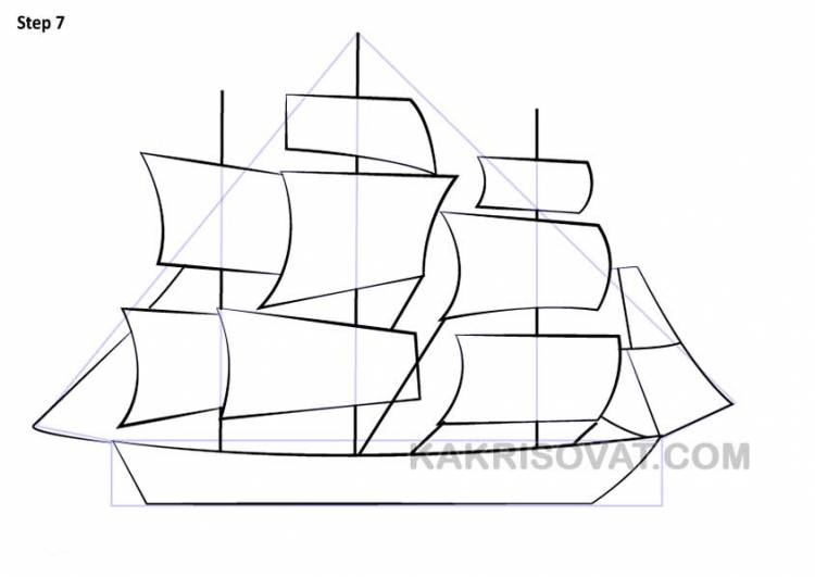 Поэтапные рисунки кораблей простым карандашом к произведению Алые паруса Александра Грина